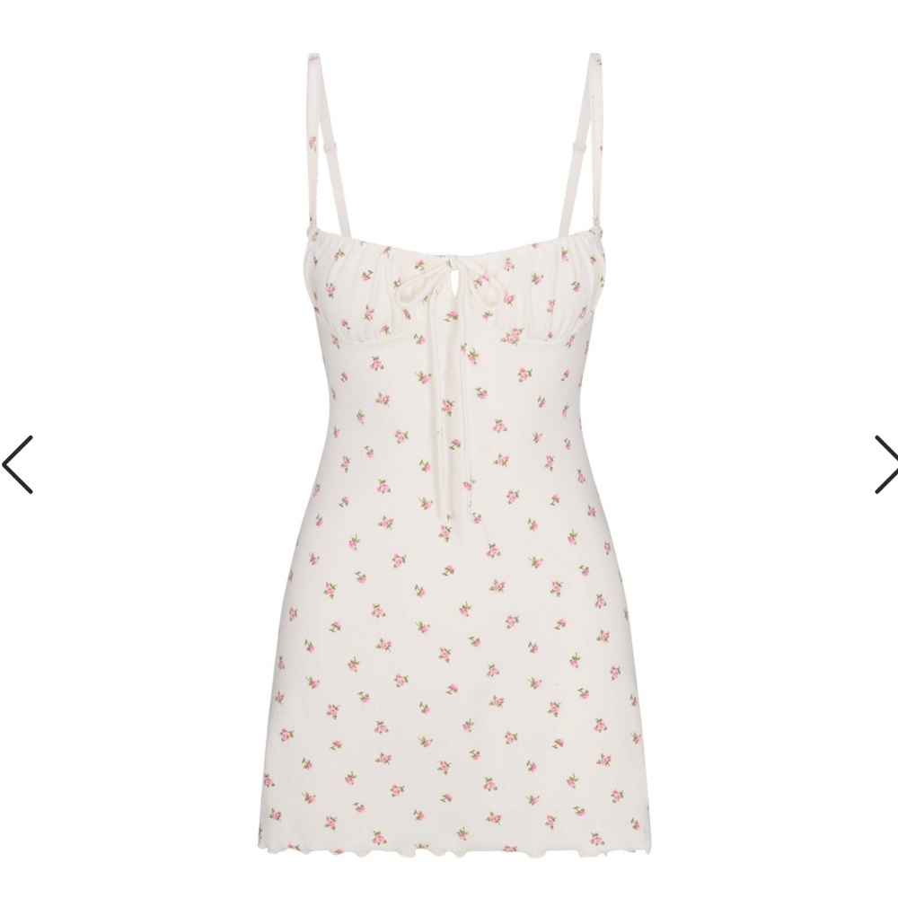 NWT SKIMS LOGO POINTELLE MINI DRESS MARBLE PINK ROSEBUD, Valentines Day Drop!